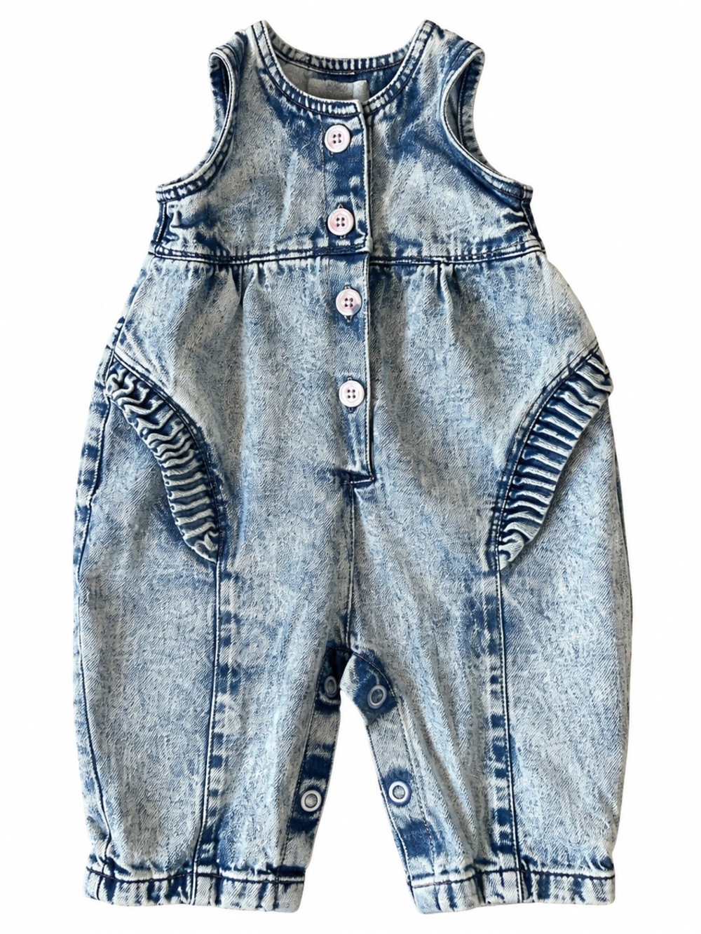 Vintage‎ 80s Ruffle Little Ones Acid Wash Jumpsuit